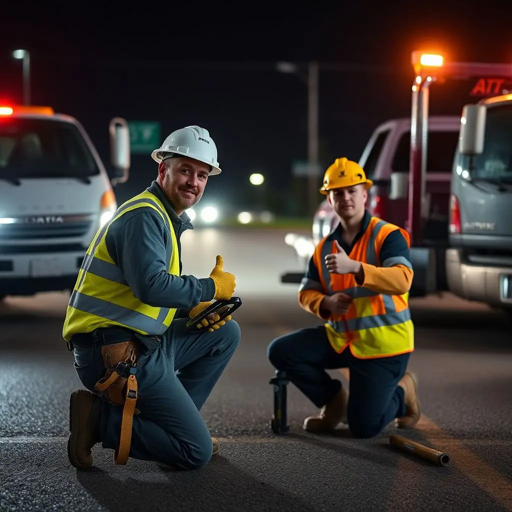 A close-up of a tow truck's professional winch and cable system, emphasizing the high-quality equipment used for safe vehicle recovery.