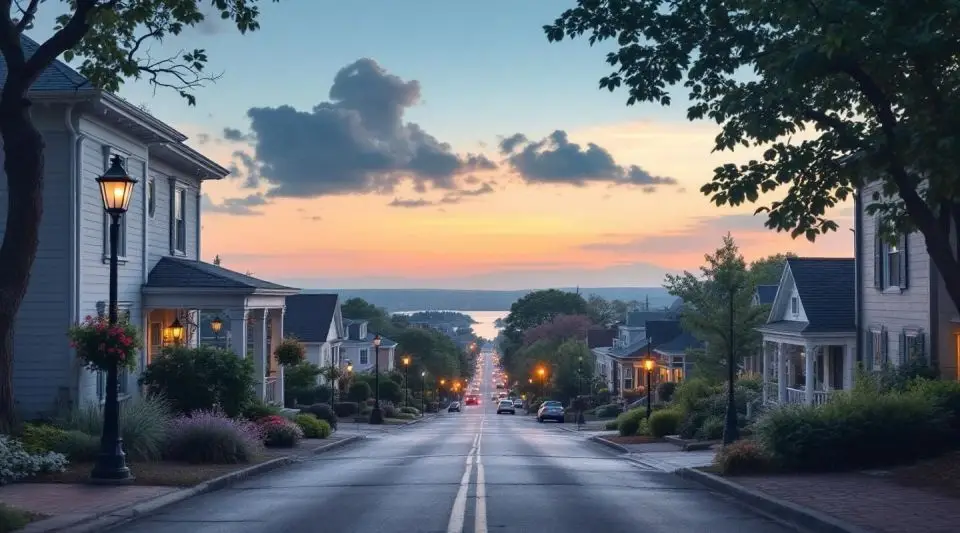 A modern flatbed tow truck with amber lights active, parked safely on the shoulder of Gallatin Pike in Madison at dusk.